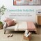 Best Choice Products Fabric Upholstered Convertible Futon w/ Rounded Armrests, Wooden Legs, 2 Cupholders